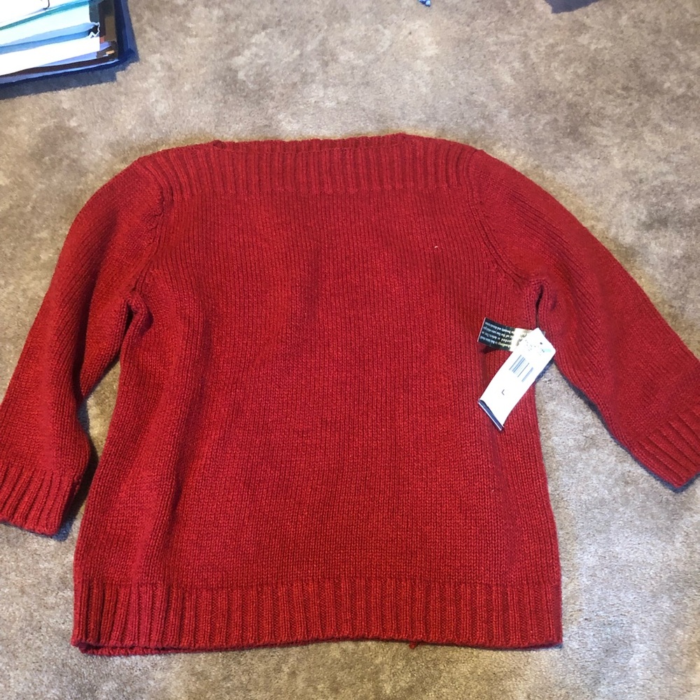 LAUREN by Ralph Lauren red boat neck sweater